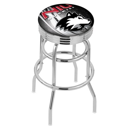 Holland Bar Stool Co 25" Chrome 2-Ring Northern Illinois Swivel Bar Stool, Accent Ring L7C3C25NorIll-D2